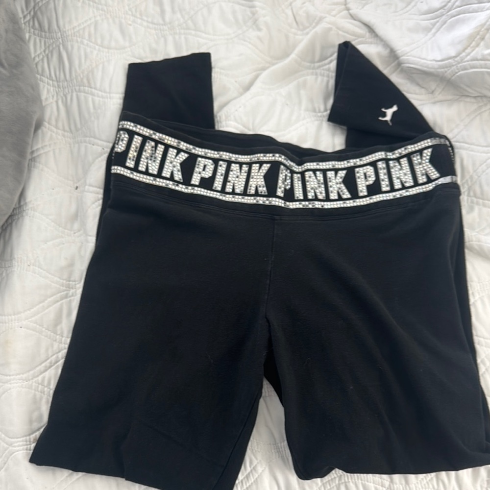 PINK Victoria's Secret Black Leggings with Elastic Waistband